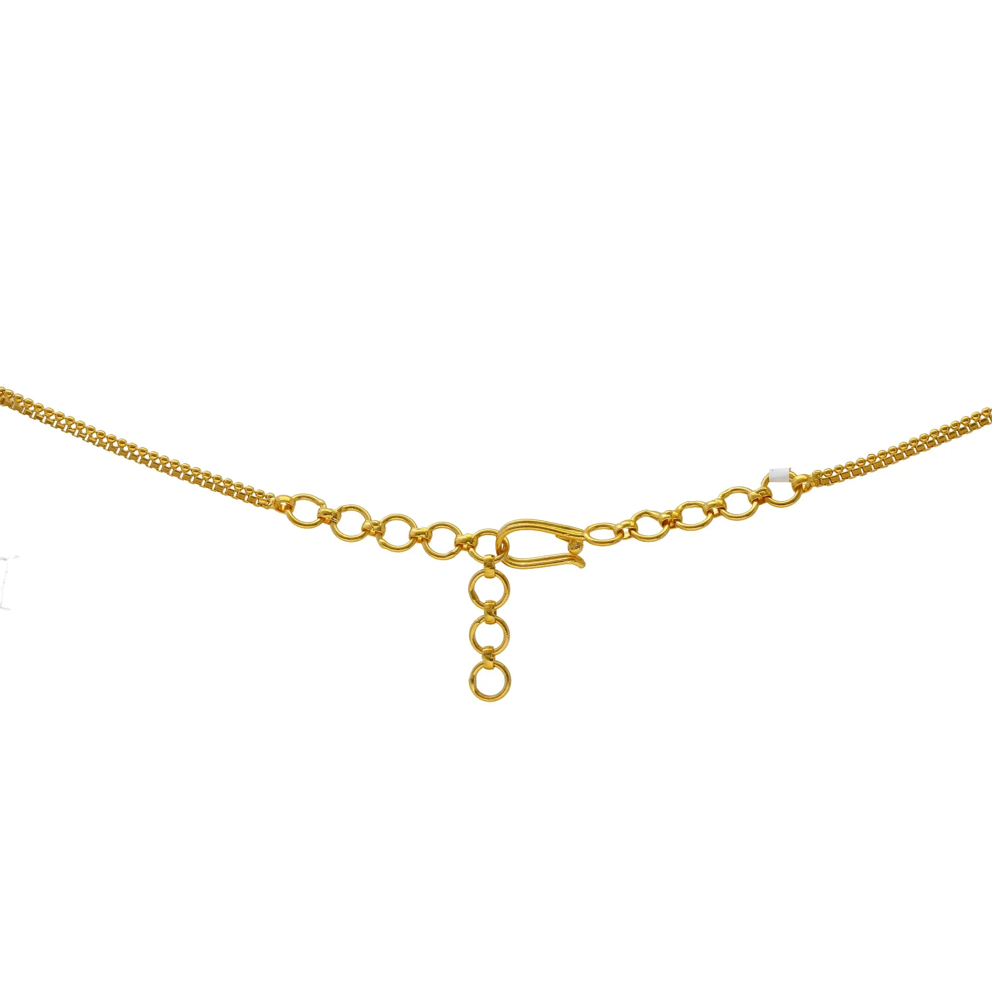 22K Yellow Gold V Shaped Polki Necklace Set with Pearls (54.7gm)