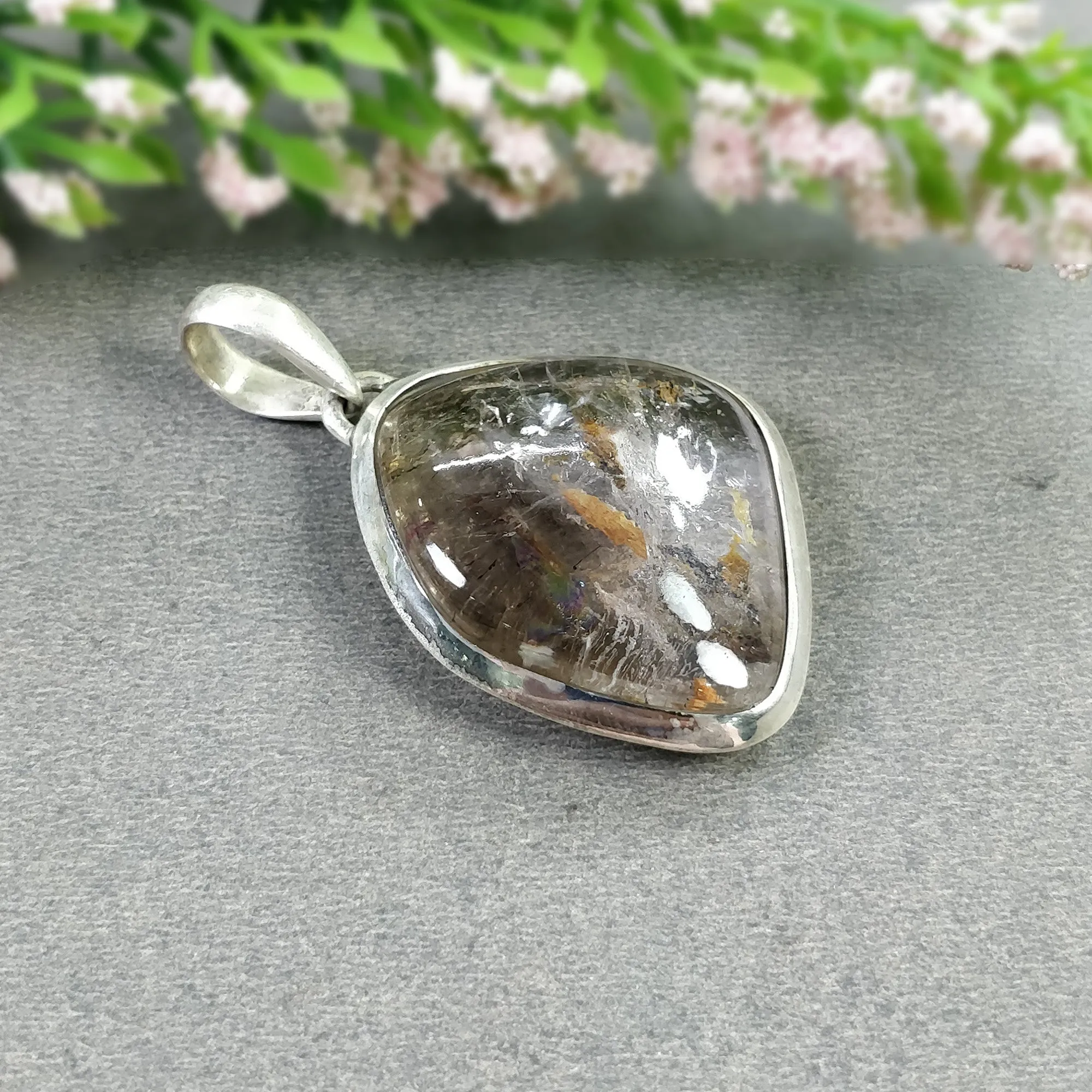 AMETHYST Gemstone 925 Sterling Silver Pendant : 16.27gms Natural Untreated Purple Amethyst Cabochon Bezel Set Pendant 2"