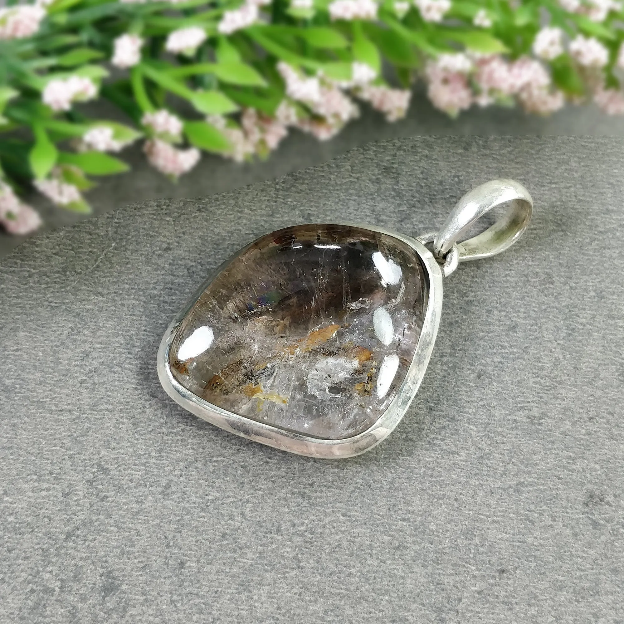 AMETHYST Gemstone 925 Sterling Silver Pendant : 16.27gms Natural Untreated Purple Amethyst Cabochon Bezel Set Pendant 2"