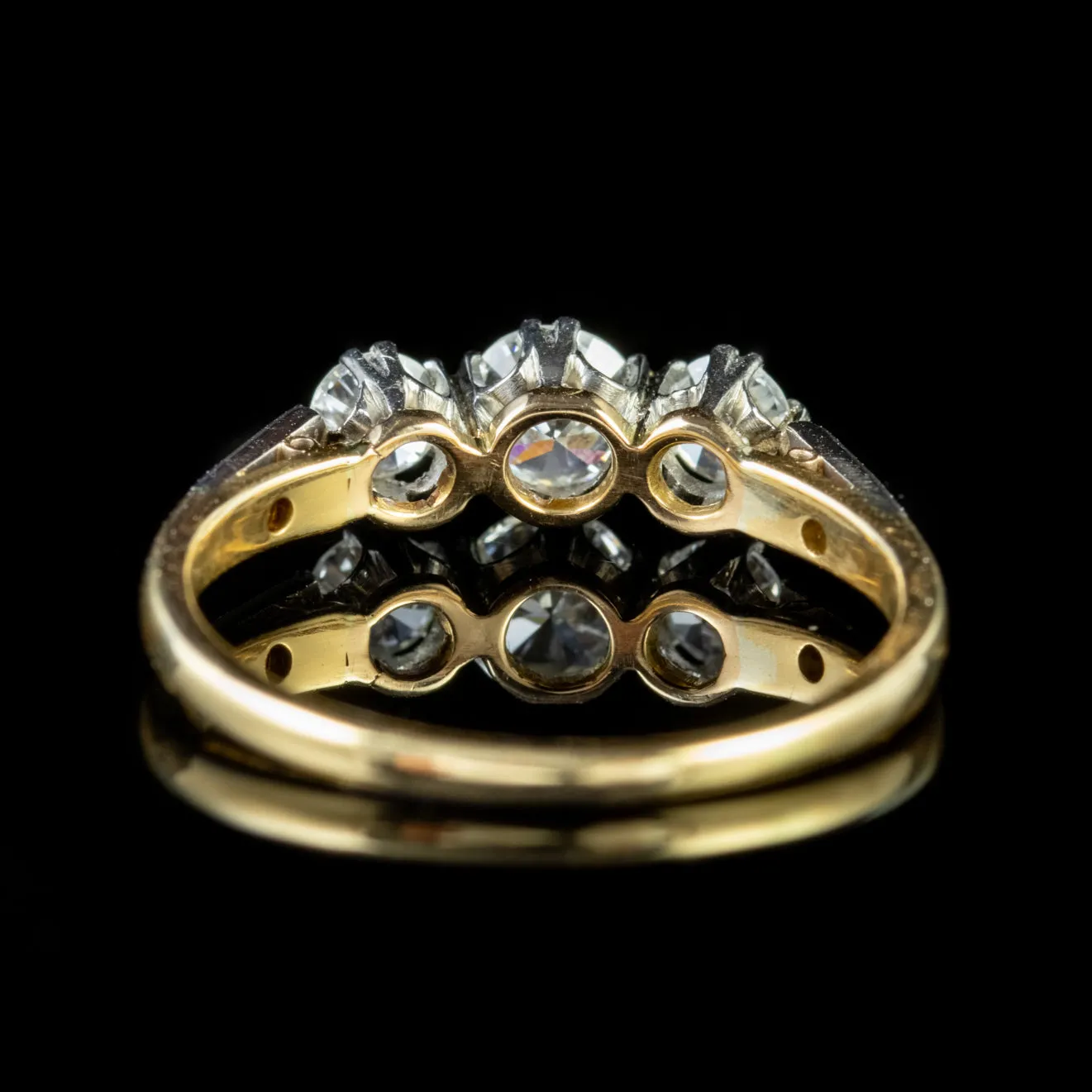 Antique Edwardian Trilogy Diamond Ring Platinum 18Ct Gold Circa 1910