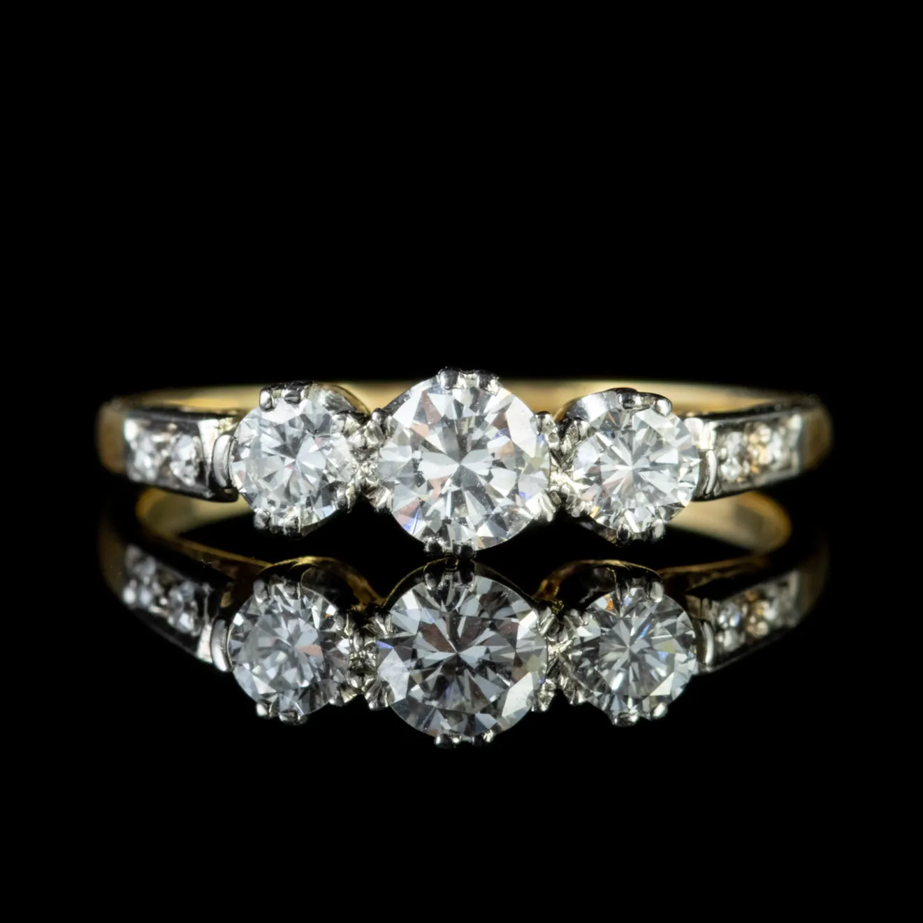 Antique Edwardian Trilogy Diamond Ring Platinum 18Ct Gold Circa 1910
