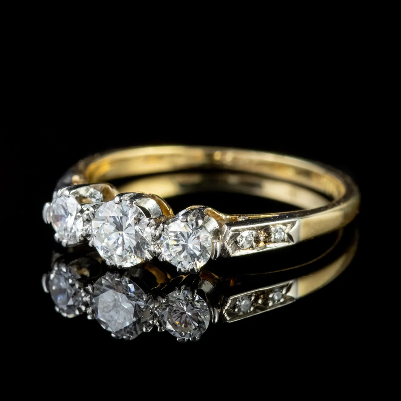 Antique Edwardian Trilogy Diamond Ring Platinum 18Ct Gold Circa 1910