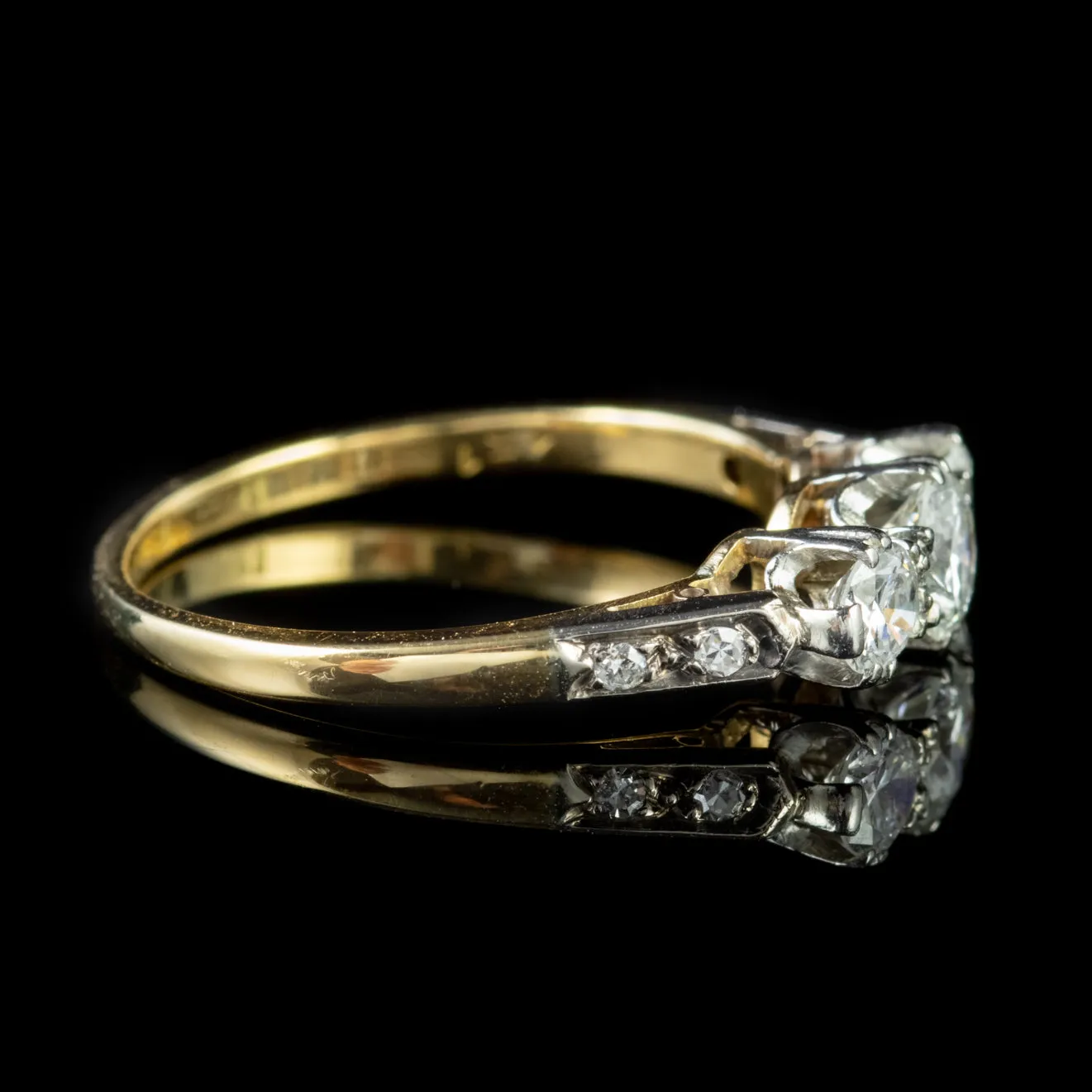 Antique Edwardian Trilogy Diamond Ring Platinum 18Ct Gold Circa 1910