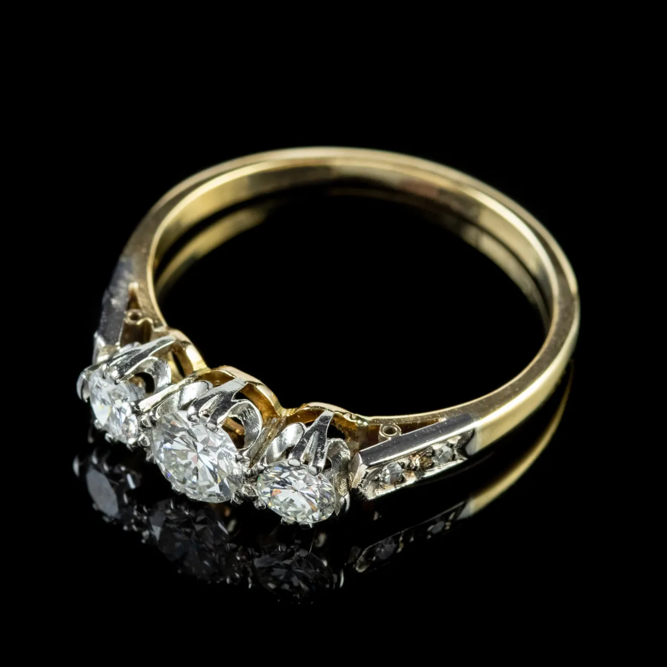 Antique Edwardian Trilogy Diamond Ring Platinum 18Ct Gold Circa 1910