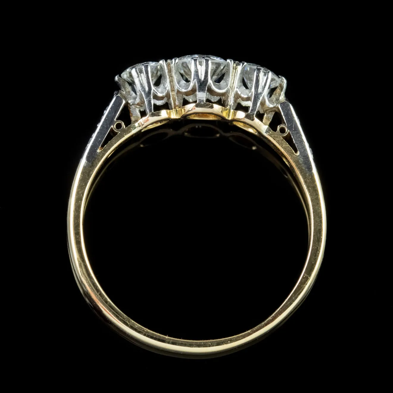 Antique Edwardian Trilogy Diamond Ring Platinum 18Ct Gold Circa 1910