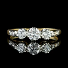 Antique Edwardian Trilogy Diamond Ring Platinum 18Ct Gold Circa 1910
