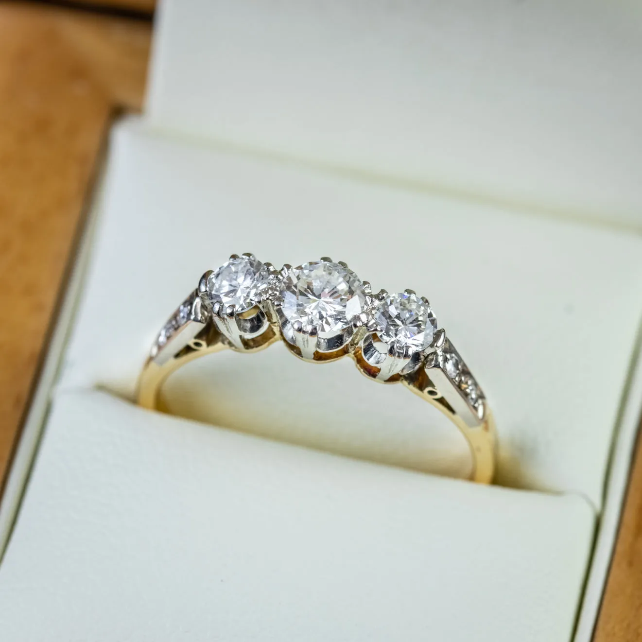 Antique Edwardian Trilogy Diamond Ring Platinum 18Ct Gold Circa 1910