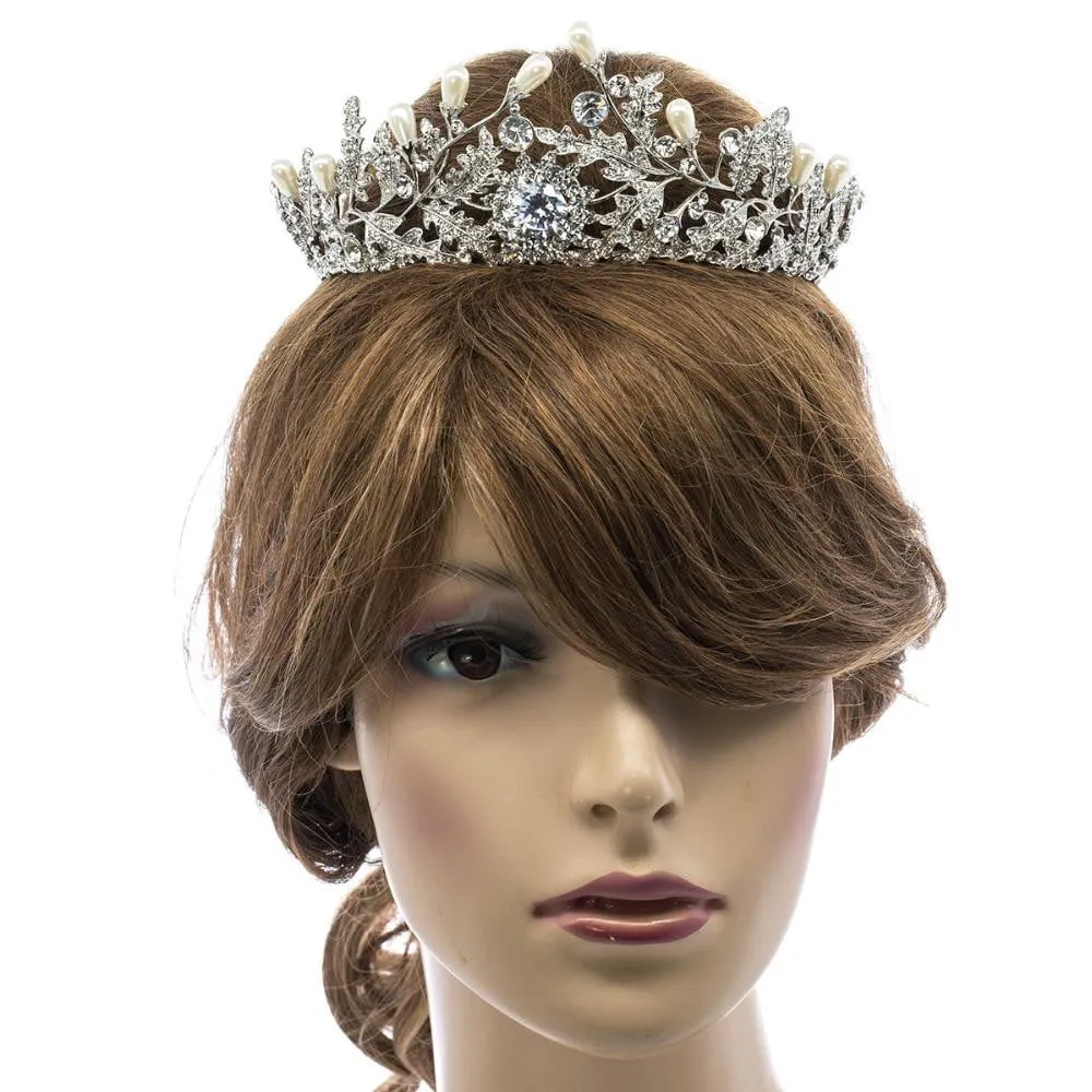 Austrian Crystal CZ Royal Wedding Bridal Full Round Tiara Crown SHA8720