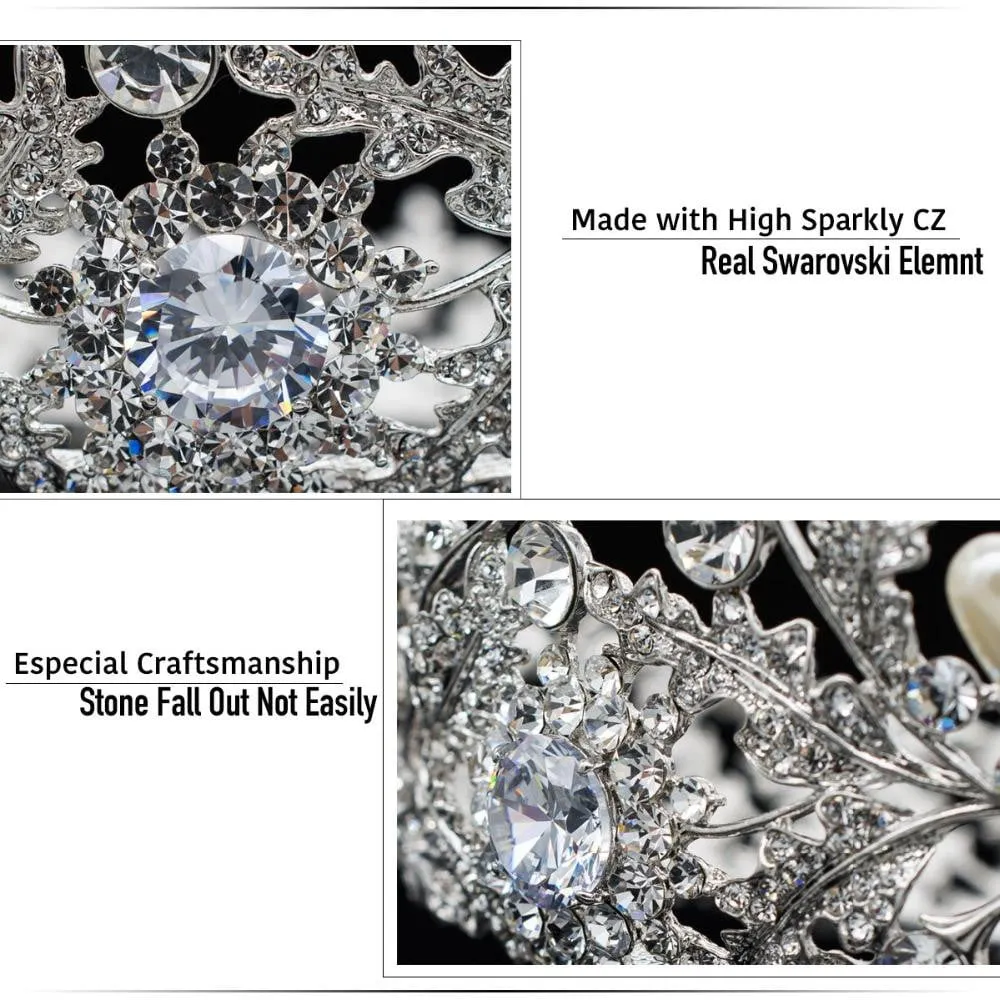 Austrian Crystal CZ Royal Wedding Bridal Full Round Tiara Crown SHA8720
