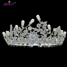 Austrian Crystal CZ Royal Wedding Bridal Full Round Tiara Crown SHA8720