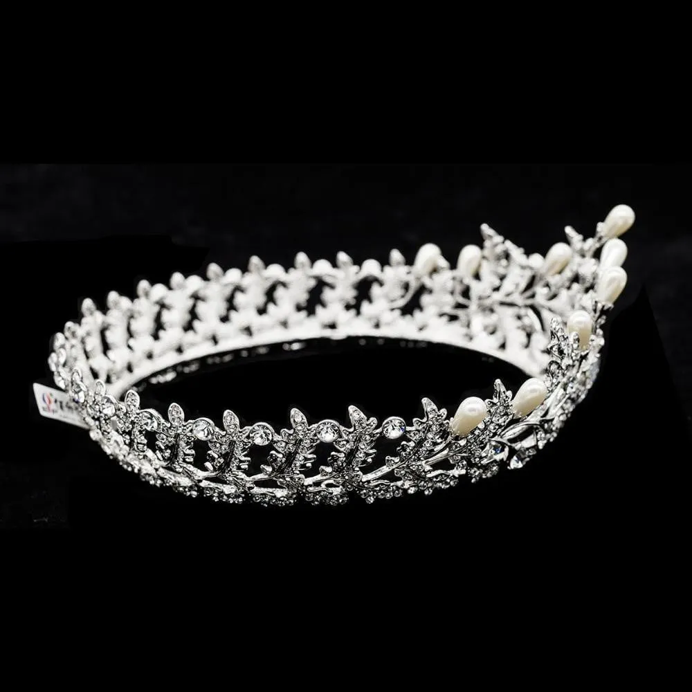 Austrian Crystal CZ Royal Wedding Bridal Full Round Tiara Crown SHA8720