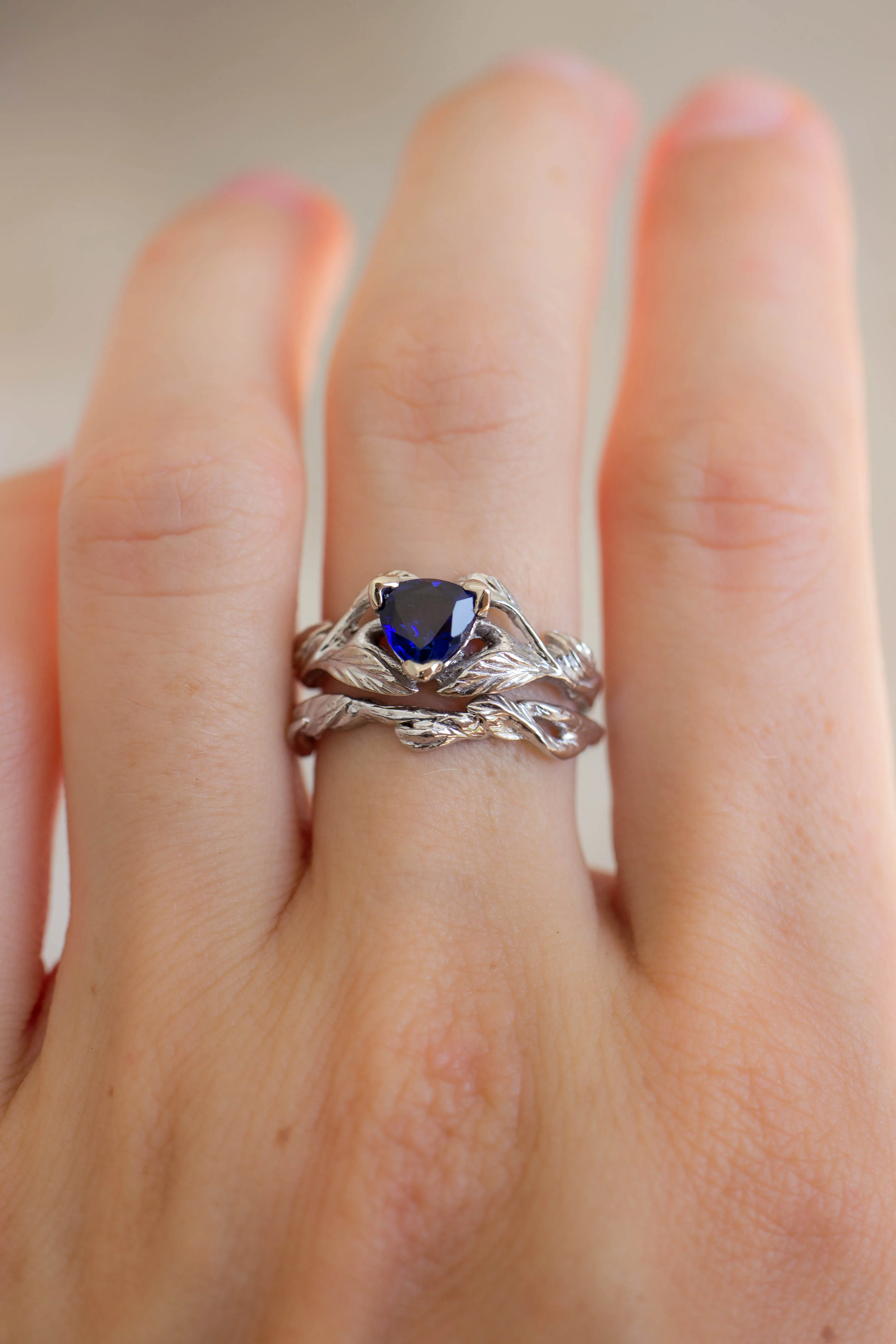 Branch wedding ring, matching band for Clematis