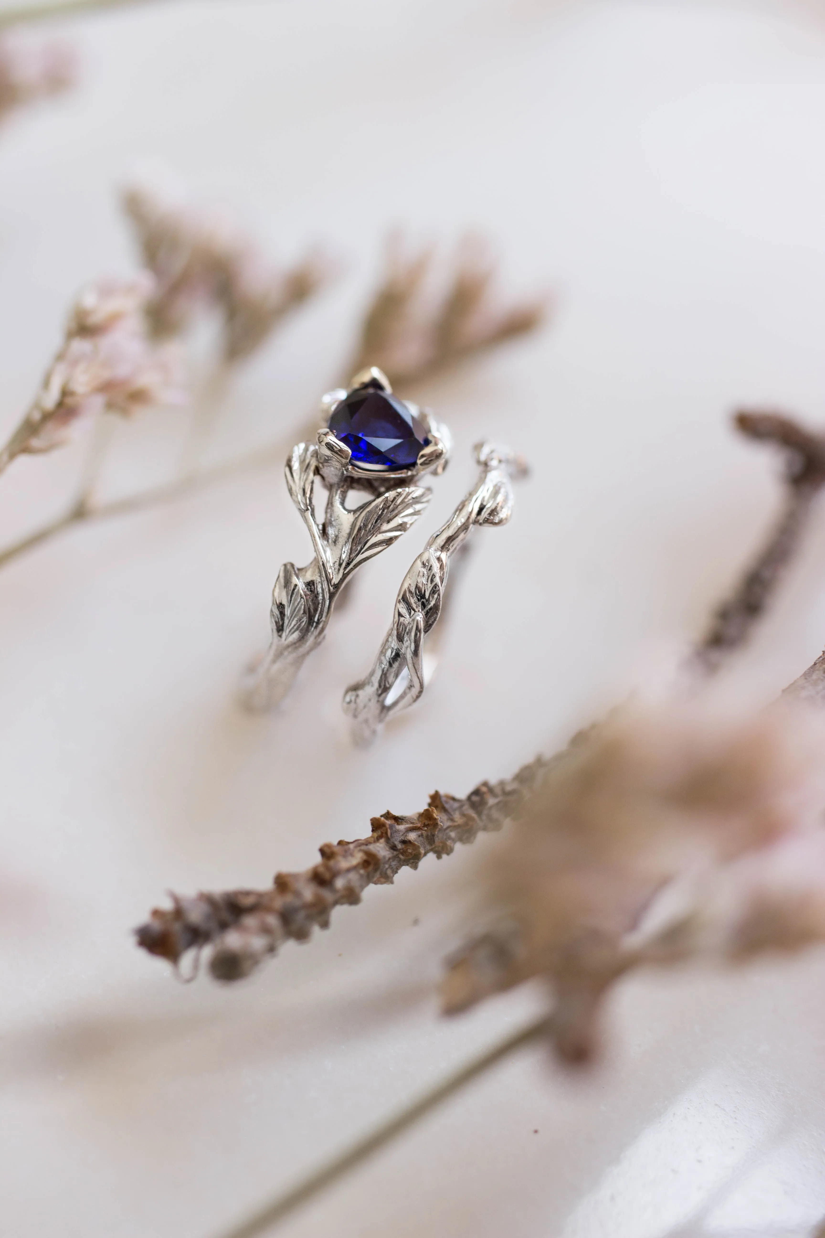 Branch wedding ring, matching band for Clematis
