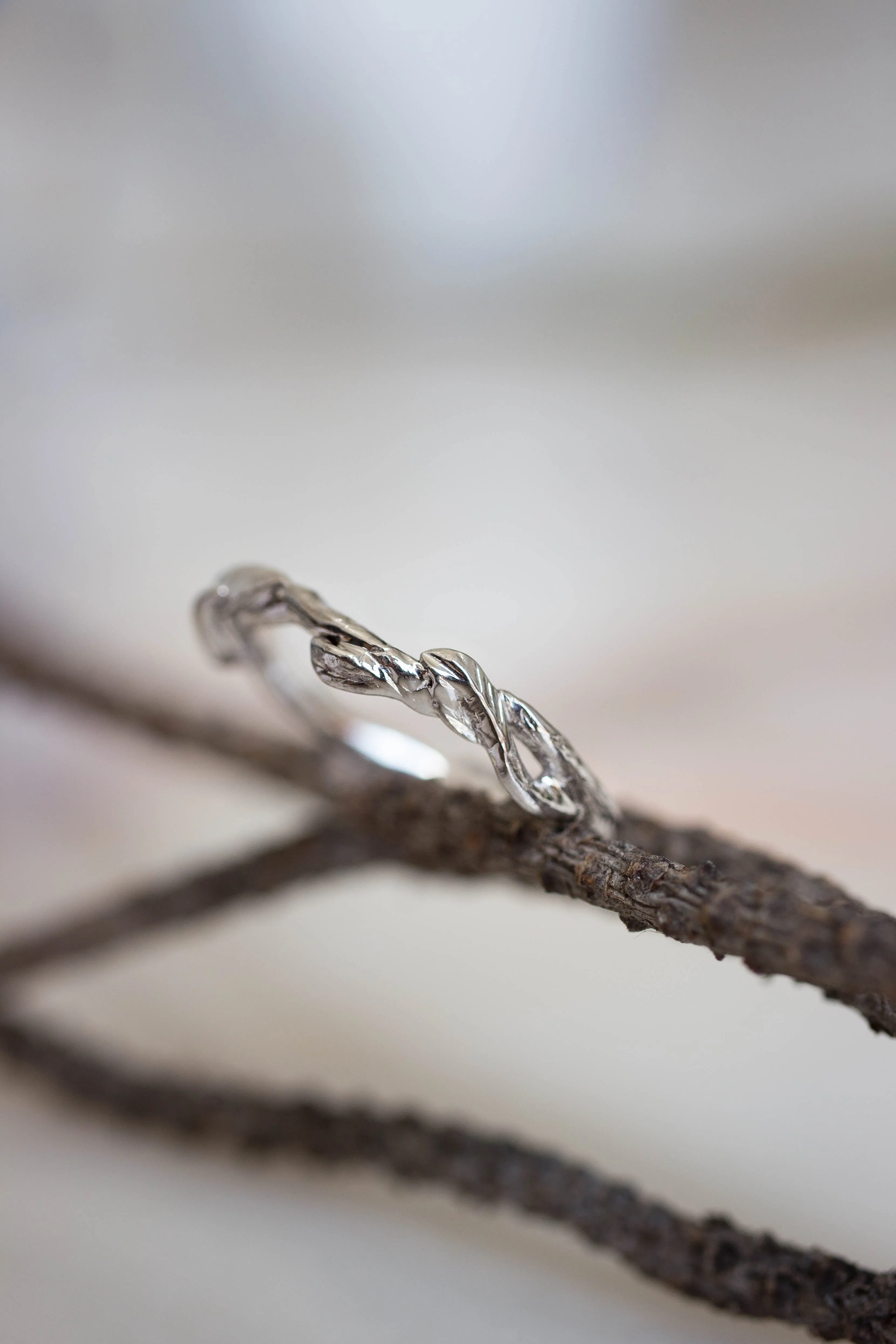 Branch wedding ring, matching band for Clematis
