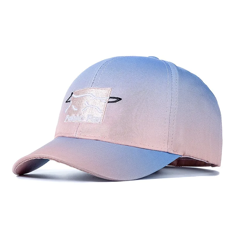 Brand Gradient Hats For Women Fashion Letter Embroidered Bright Baseball Cap Adjustable Outdoor Female Streetwear Hat