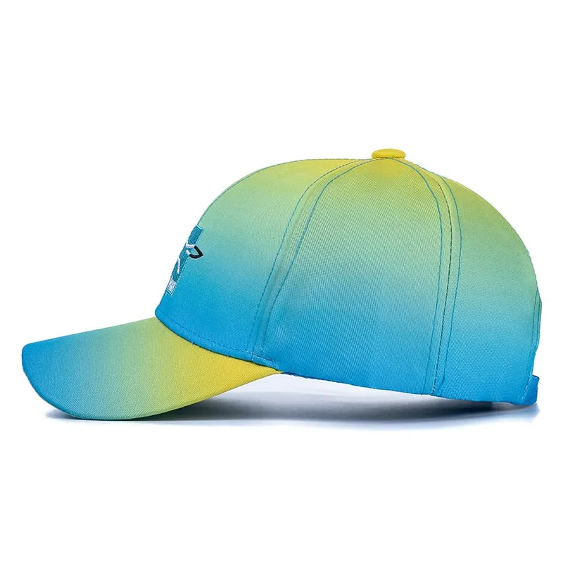 Brand Gradient Hats For Women Fashion Letter Embroidered Bright Baseball Cap Adjustable Outdoor Female Streetwear Hat