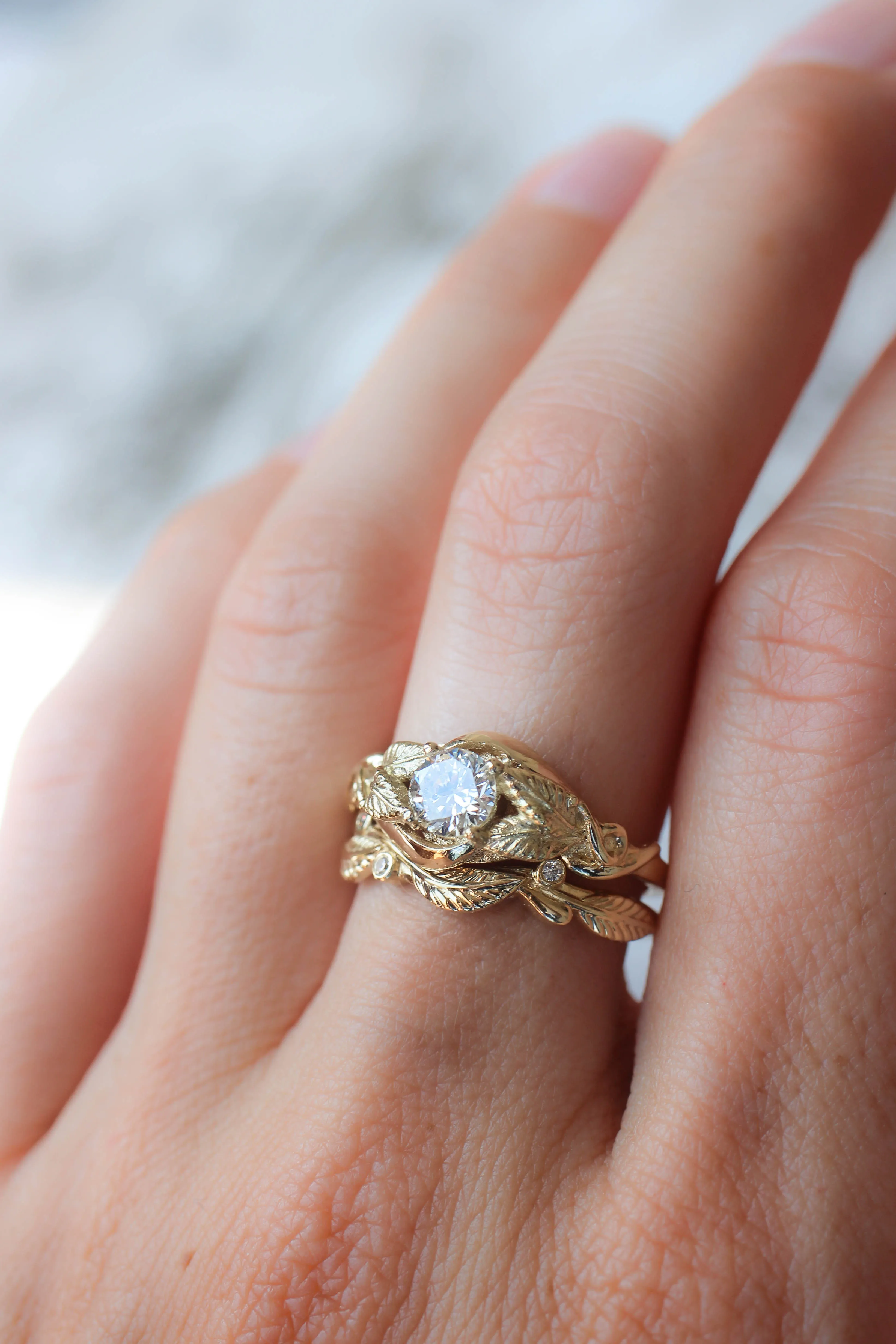 Bridal ring set with moissanites or diamonds / Azalea