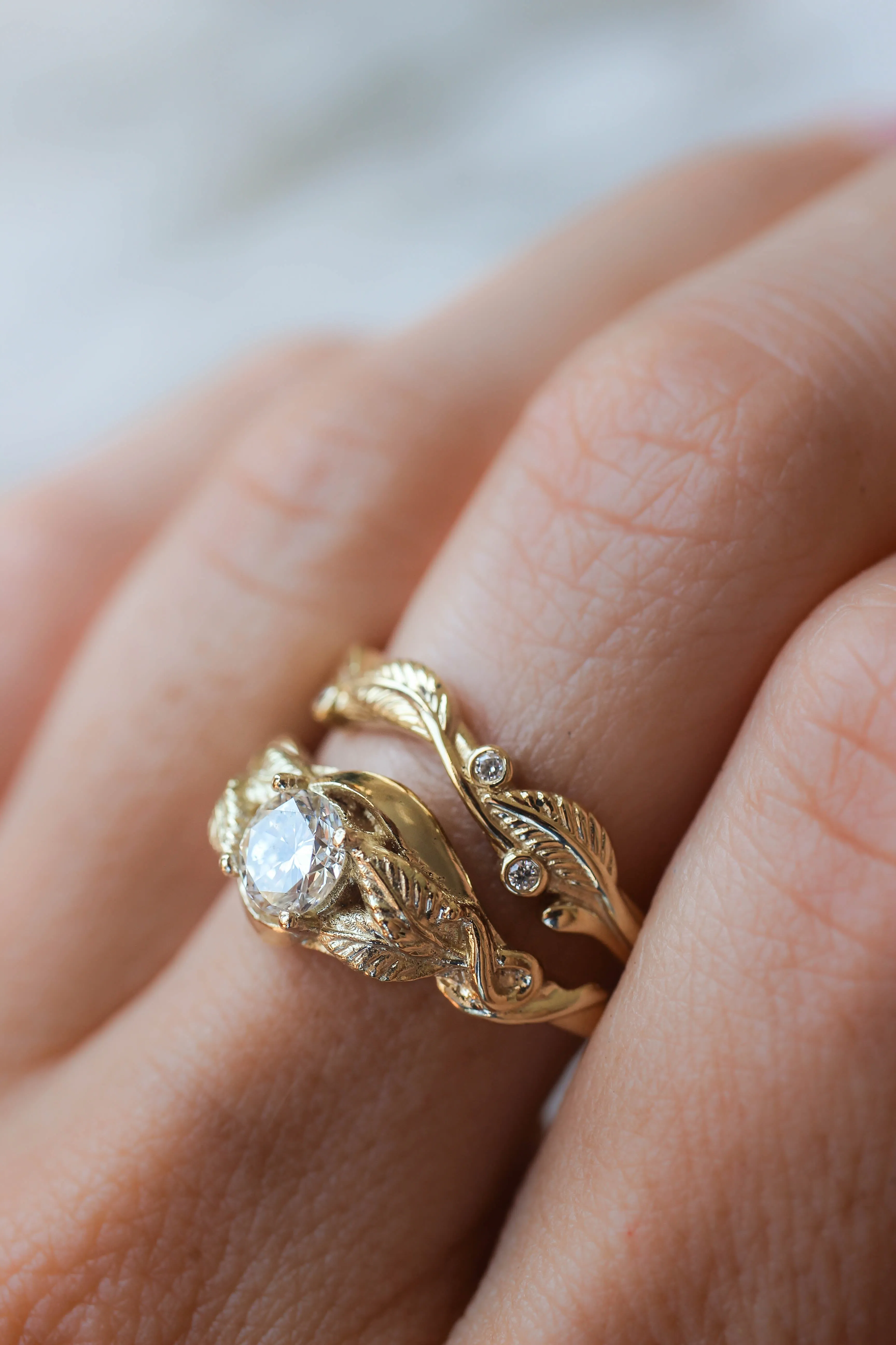 Bridal ring set with moissanites or diamonds / Azalea