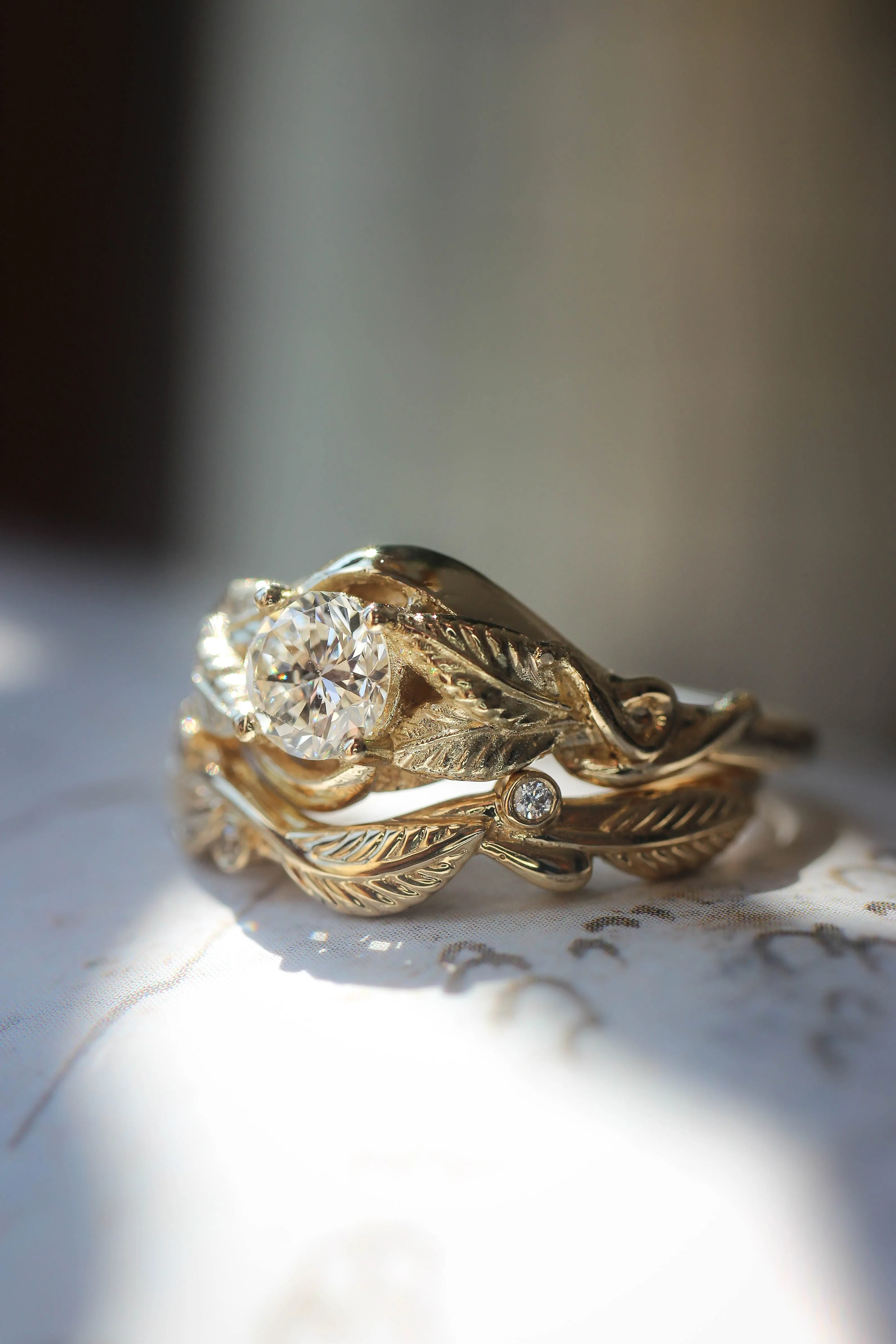 Bridal ring set with moissanites or diamonds / Azalea