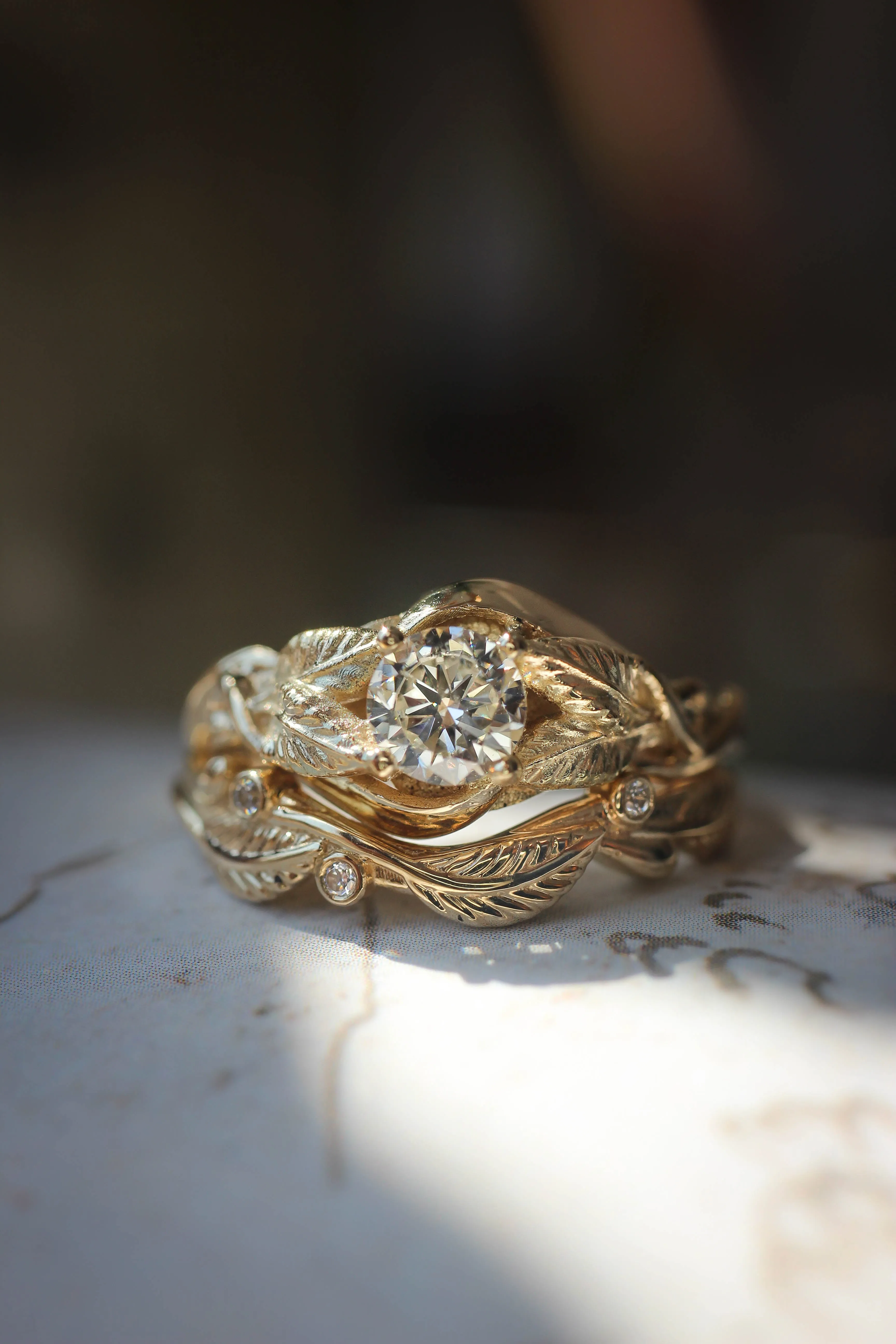 Bridal ring set with moissanites or diamonds / Azalea