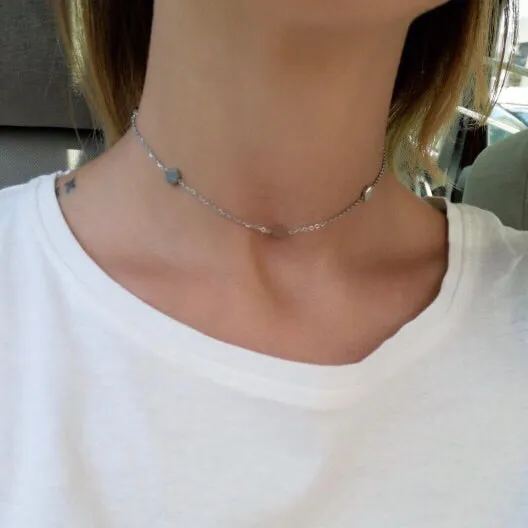 Circles or Stars Stainless Steel Choker Necklace