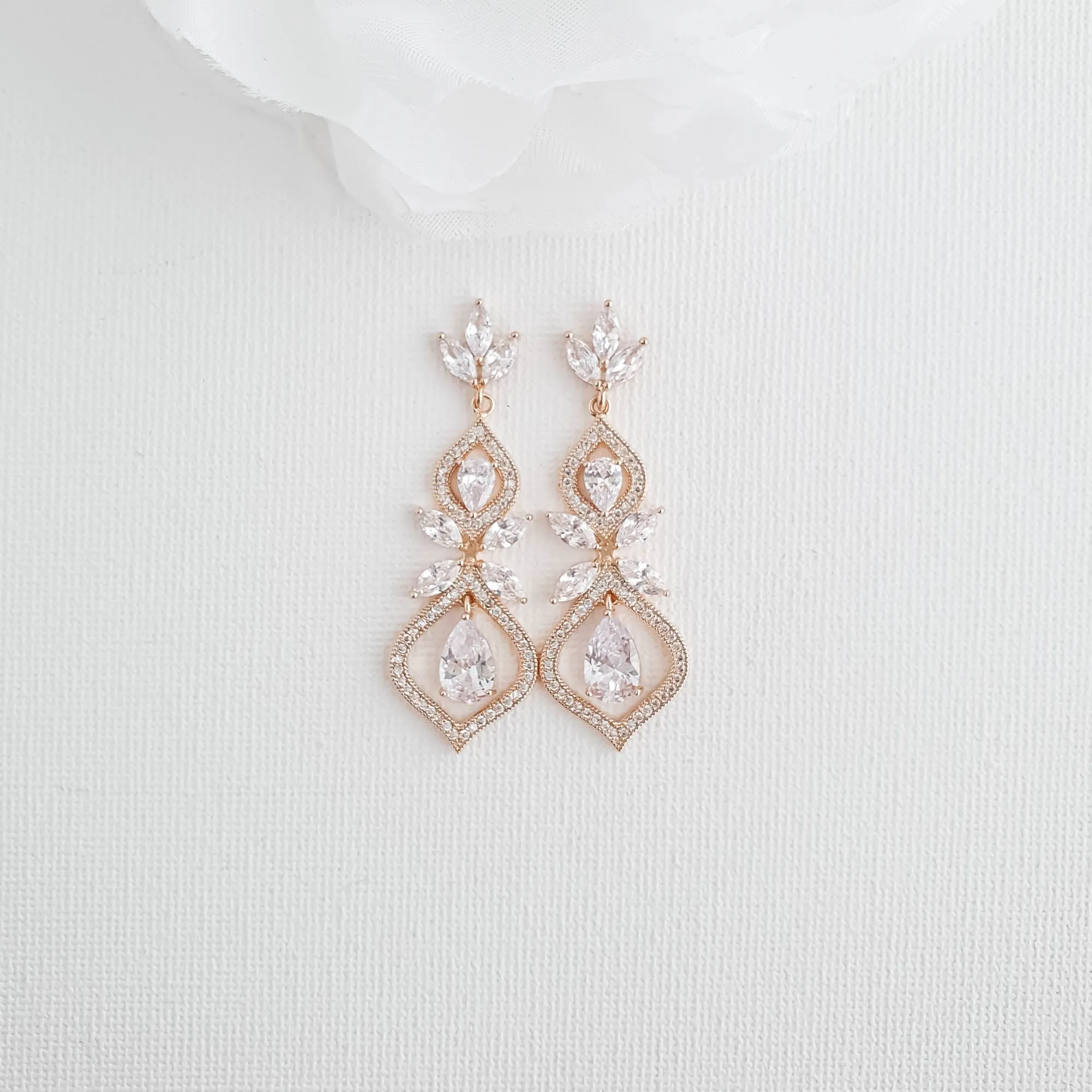 Gold Back Necklace and Earrings Bridal Jewelry Set-Meghan
