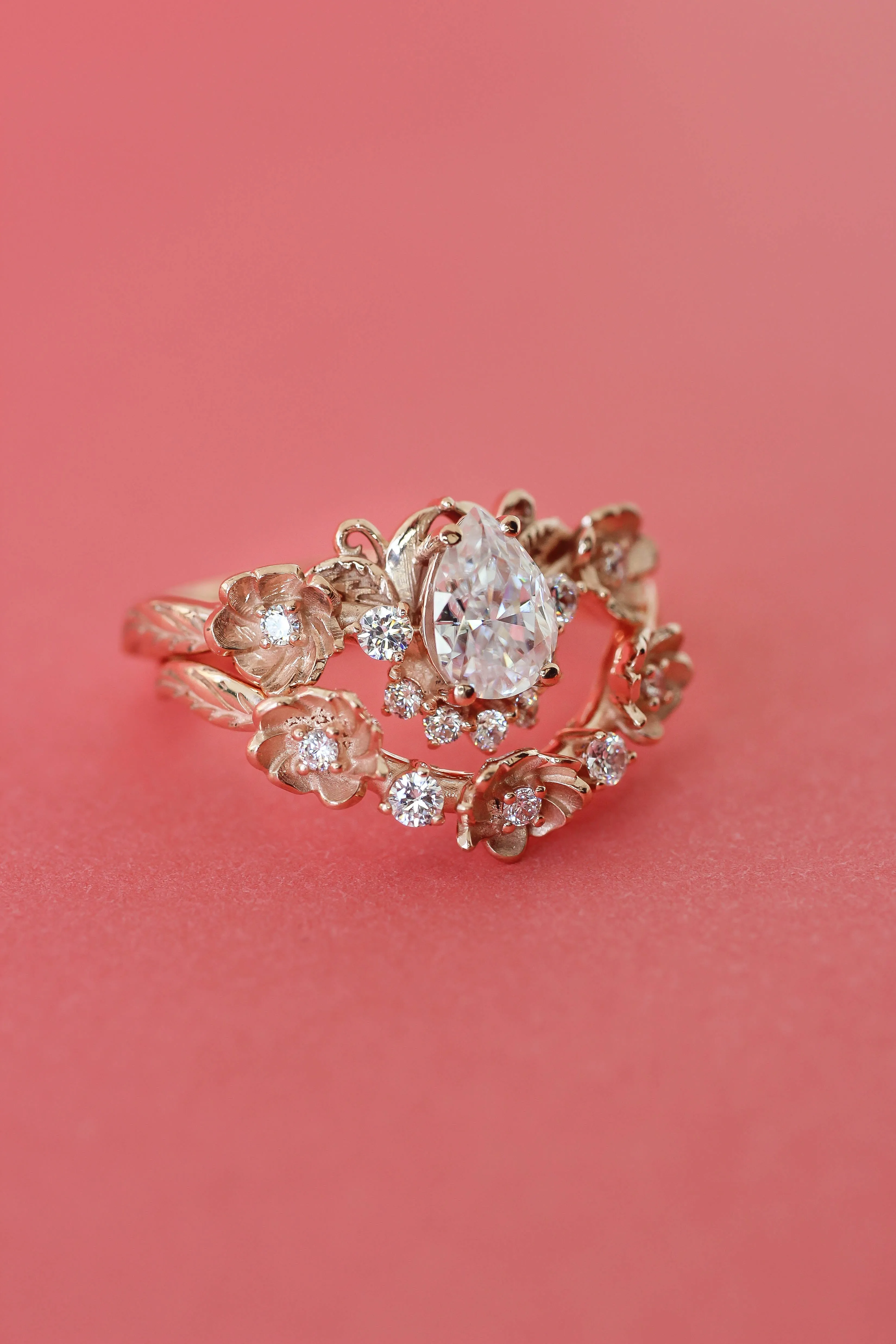 Pear cut lab grown diamond engagement ring / Adelina