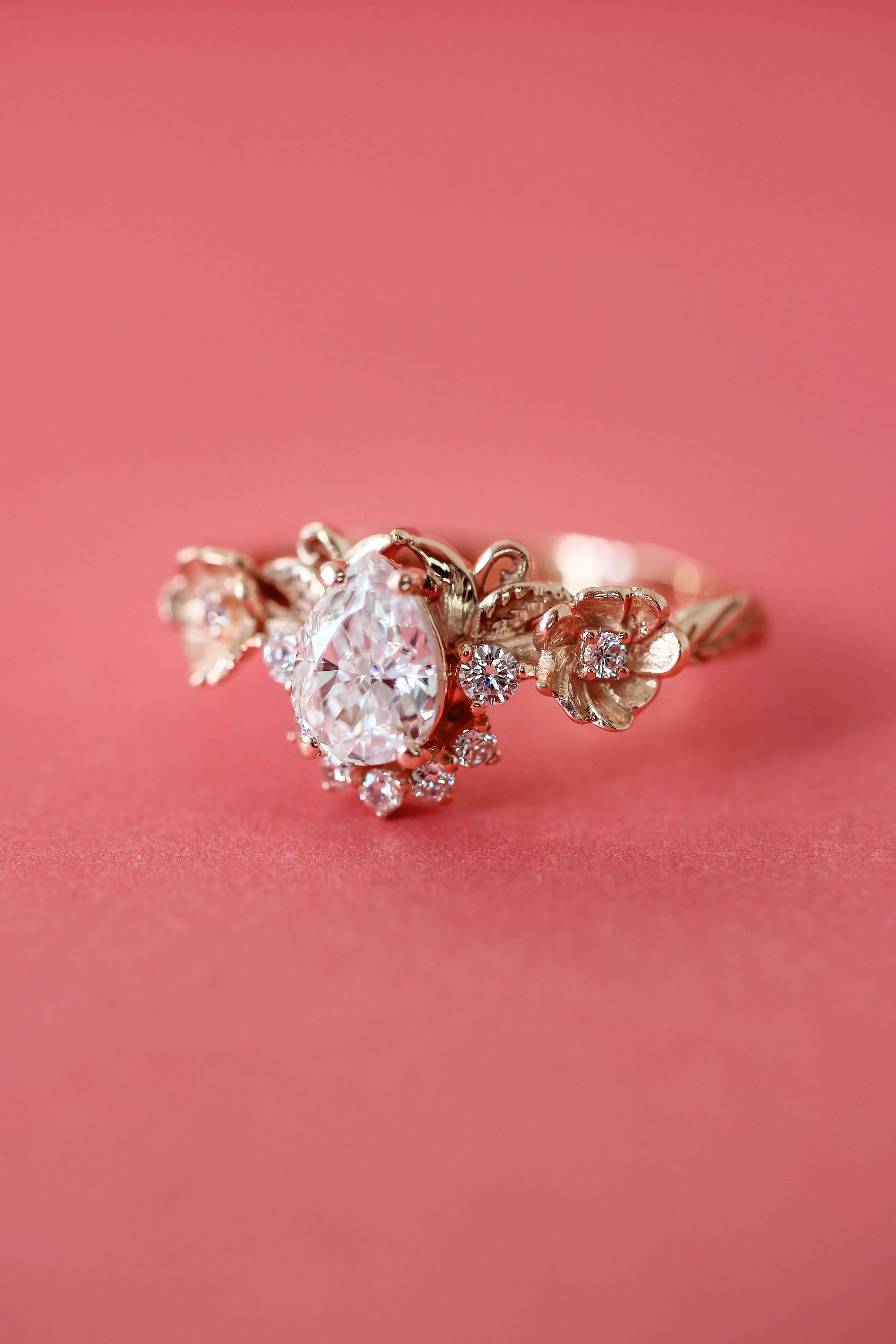 Pear cut lab grown diamond engagement ring / Adelina