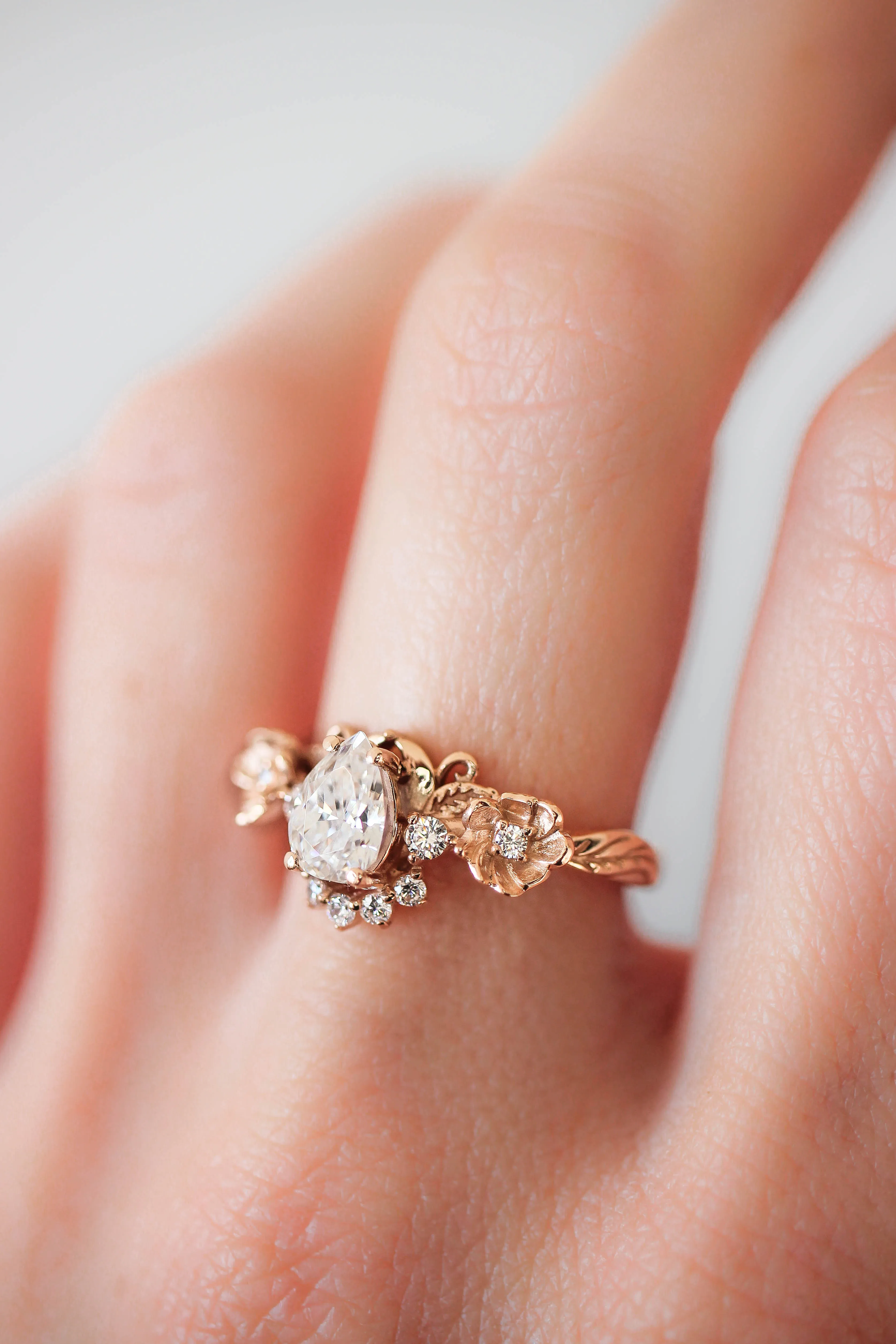 Pear cut lab grown diamond engagement ring / Adelina