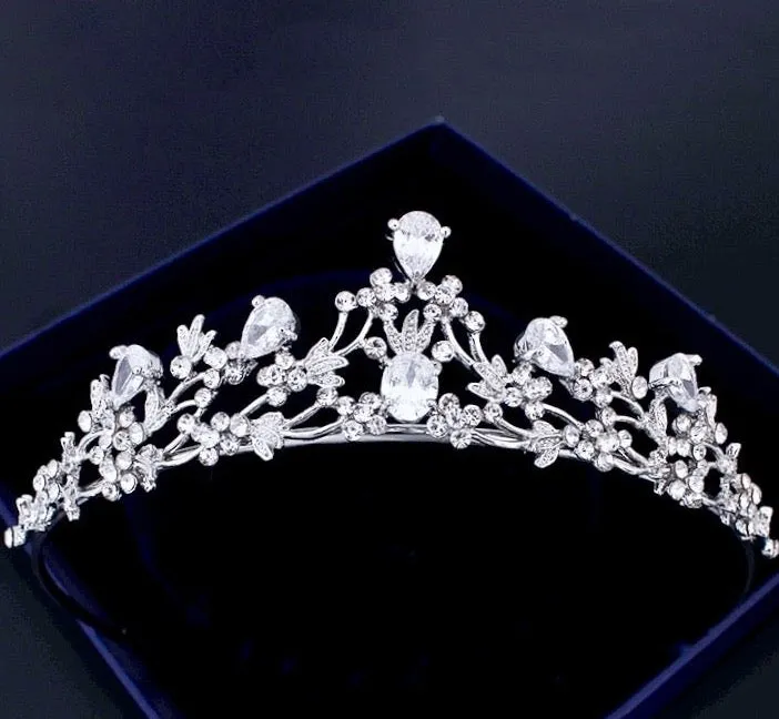 "Annelise" - Cubic Zirconia Bridal 3-Piece Jewelry Set With Tiara