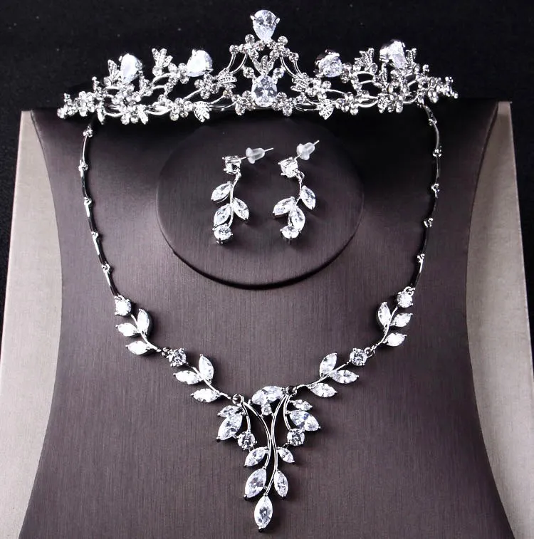 "Annelise" - Cubic Zirconia Bridal 3-Piece Jewelry Set With Tiara
