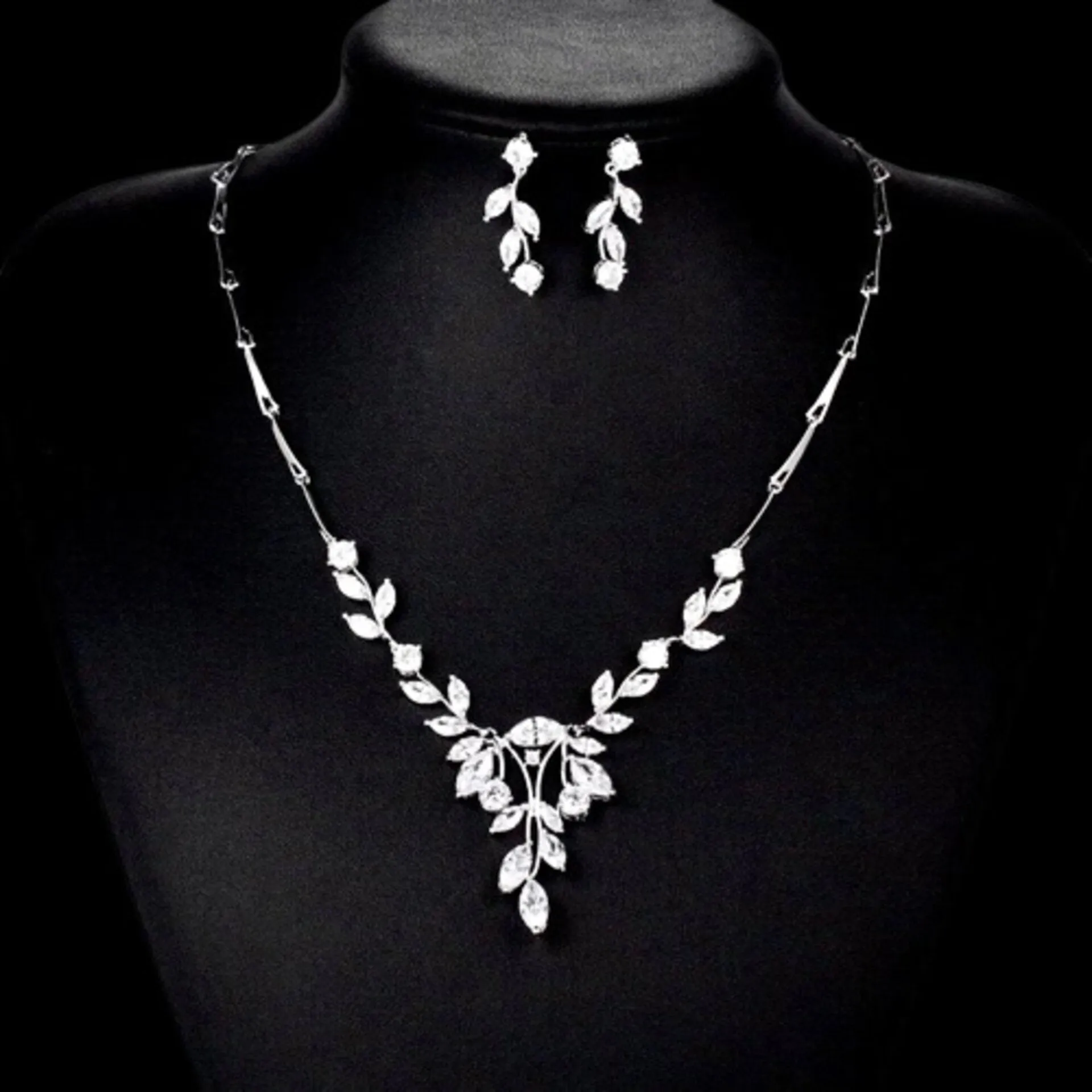 "Annelise" - Cubic Zirconia Bridal 3-Piece Jewelry Set With Tiara