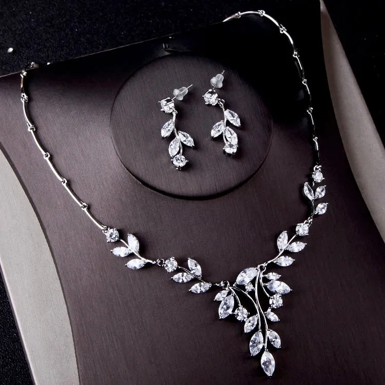 "Annelise" - Cubic Zirconia Bridal 3-Piece Jewelry Set With Tiara