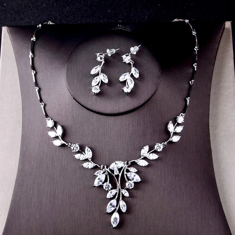 "Annelise" - Cubic Zirconia Bridal 3-Piece Jewelry Set With Tiara