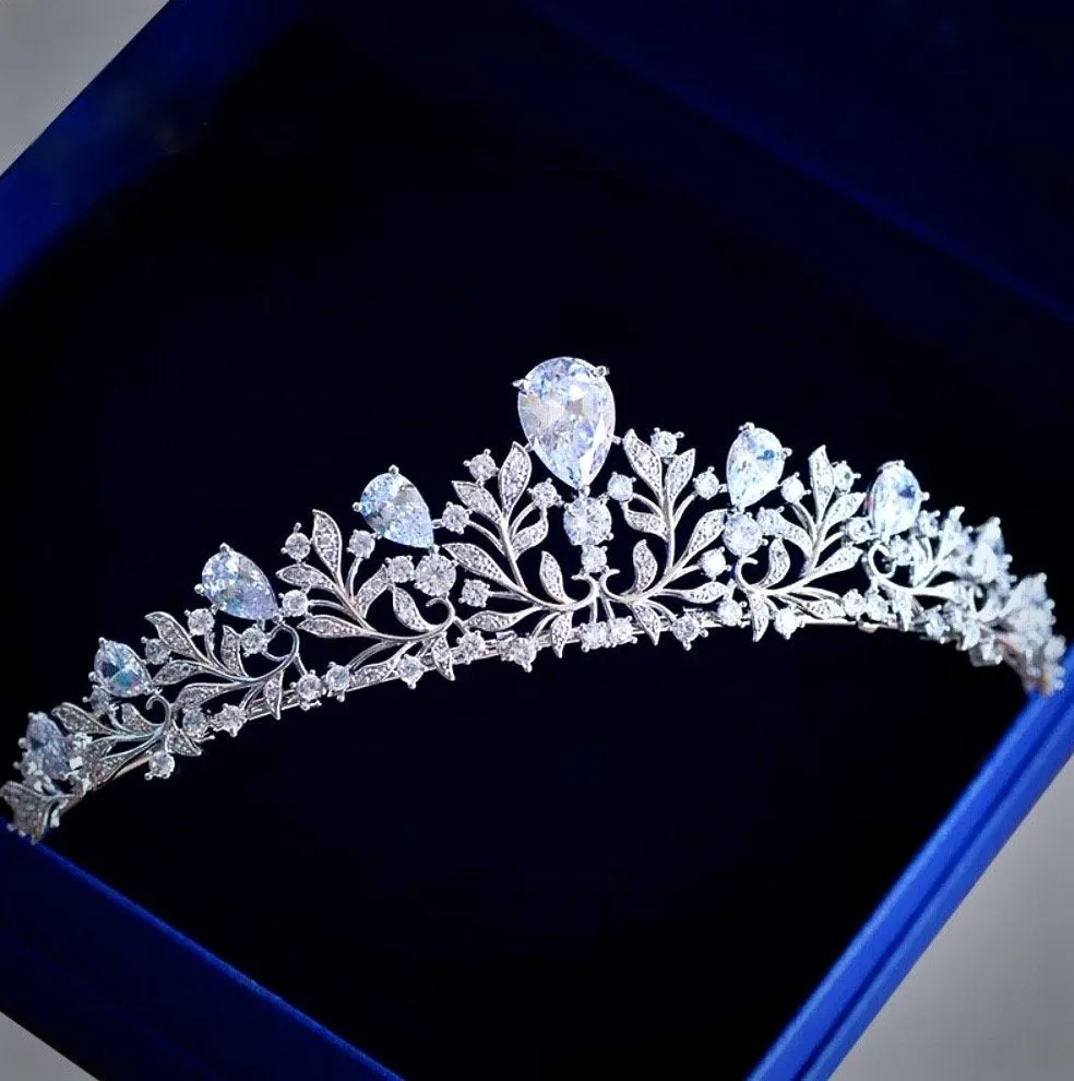 "Brianna" - Wedding Cubic Zirconia Tiara - Available in Silver, Rose Gold and Yellow Gold