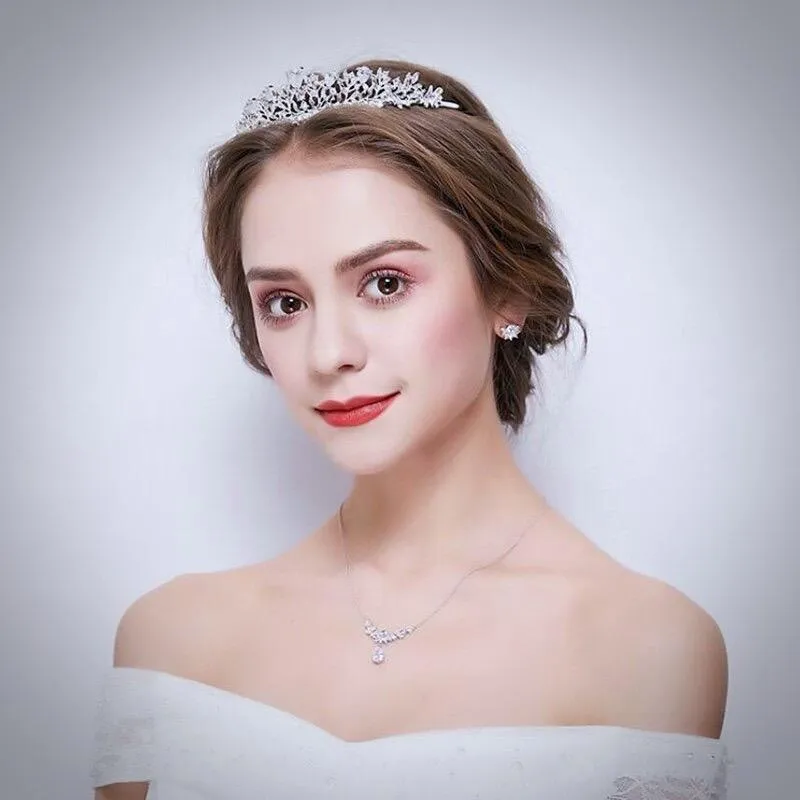 "Brianna" - Wedding Cubic Zirconia Tiara - Available in Silver, Rose Gold and Yellow Gold