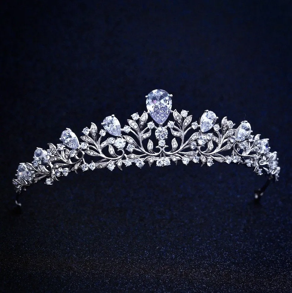 "Brianna" - Wedding Cubic Zirconia Tiara - Available in Silver, Rose Gold and Yellow Gold