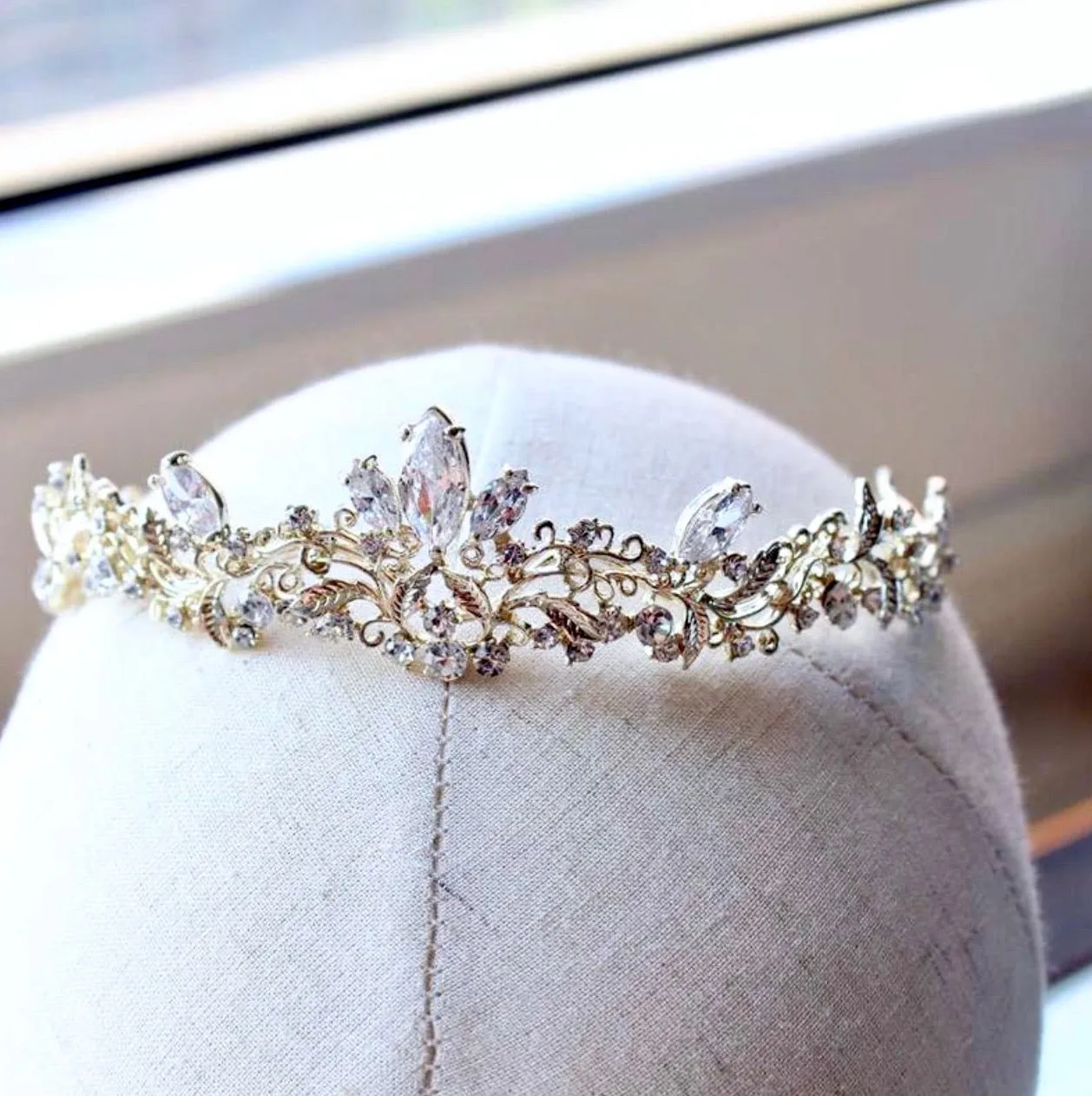 "Callie" - Gold Crystal Bridal Tiara