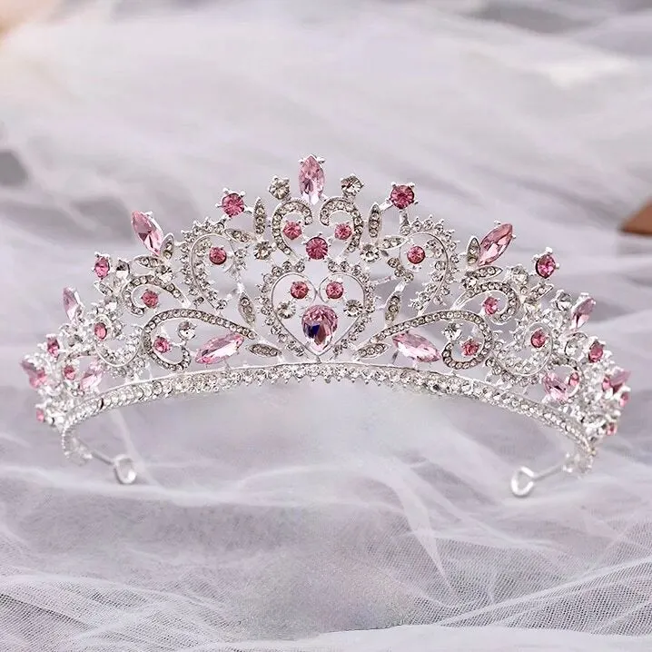 "Coral" - Pink Crystal Bridal Tiara