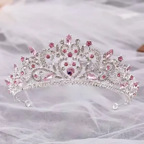 "Coral" - Pink Crystal Bridal Tiara