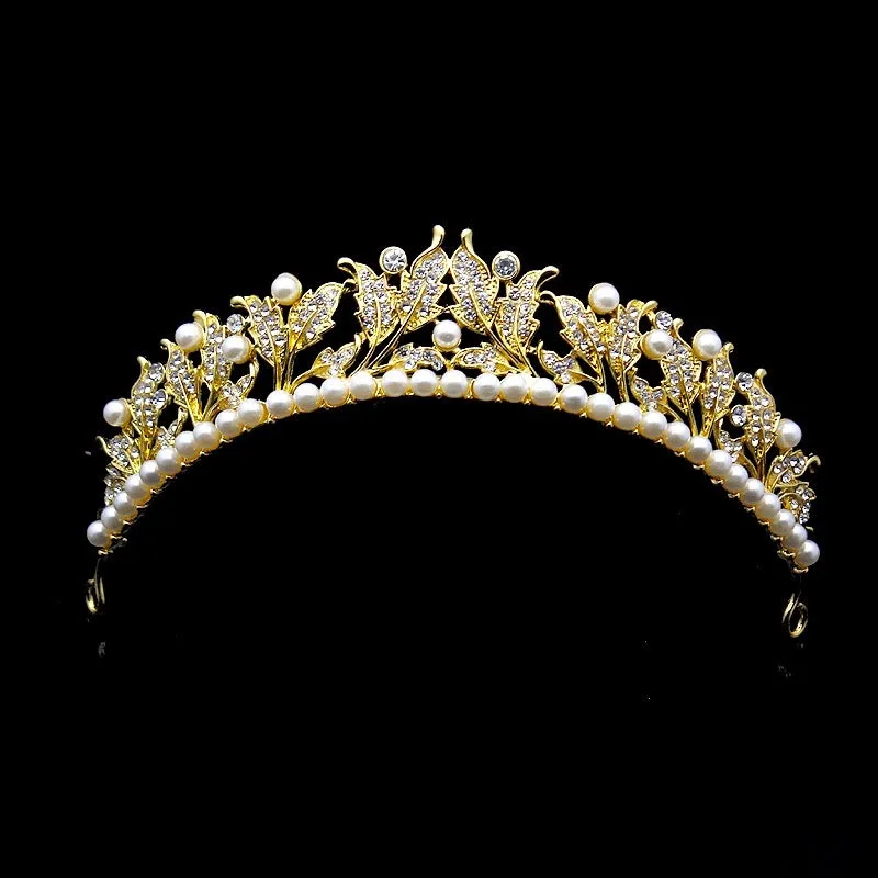 "Cumbria" - Pearl and Cubic Zirconia Bridal Tiara - Available in Silver and Yellow Gold