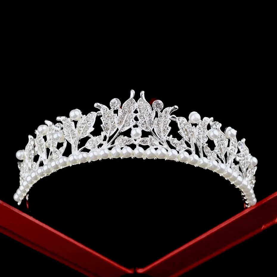 "Cumbria" - Pearl and Cubic Zirconia Bridal Tiara - Available in Silver and Yellow Gold