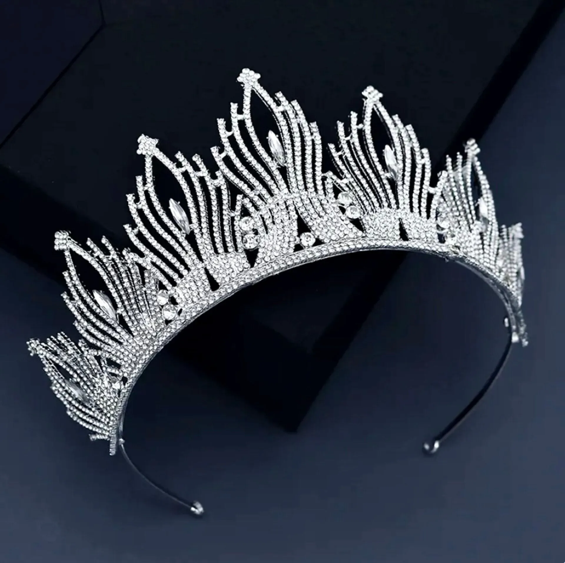 "Edyta" - Silver Cubic Zirconia 3-Piece Bridal Jewelry Set With Tiara