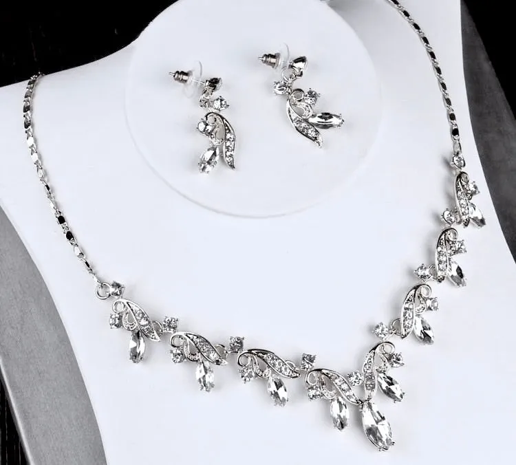 "Edyta" - Silver Cubic Zirconia 3-Piece Bridal Jewelry Set With Tiara