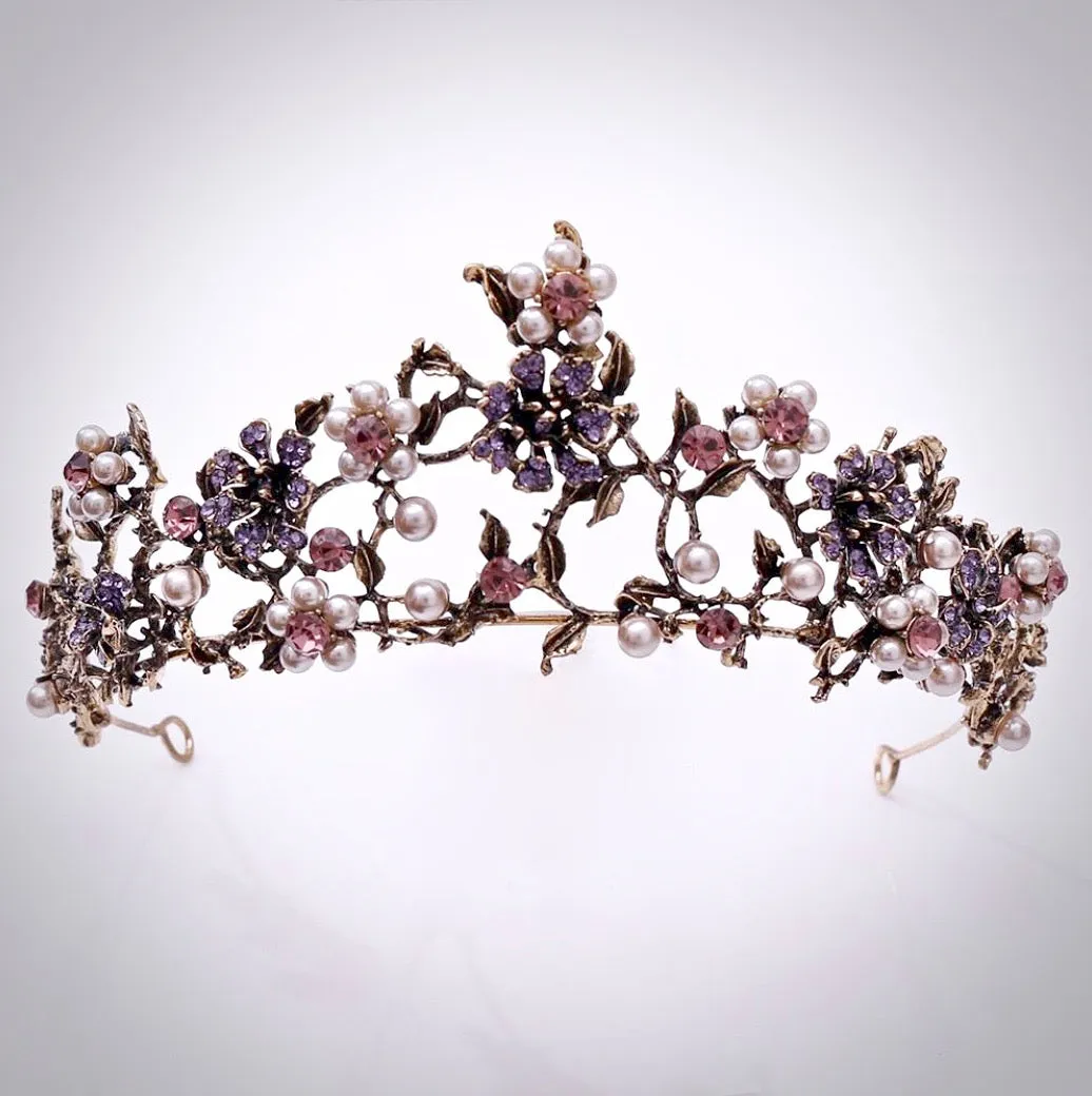 "Isadora" - Bohemian Gold Pearl Bridal Tiara