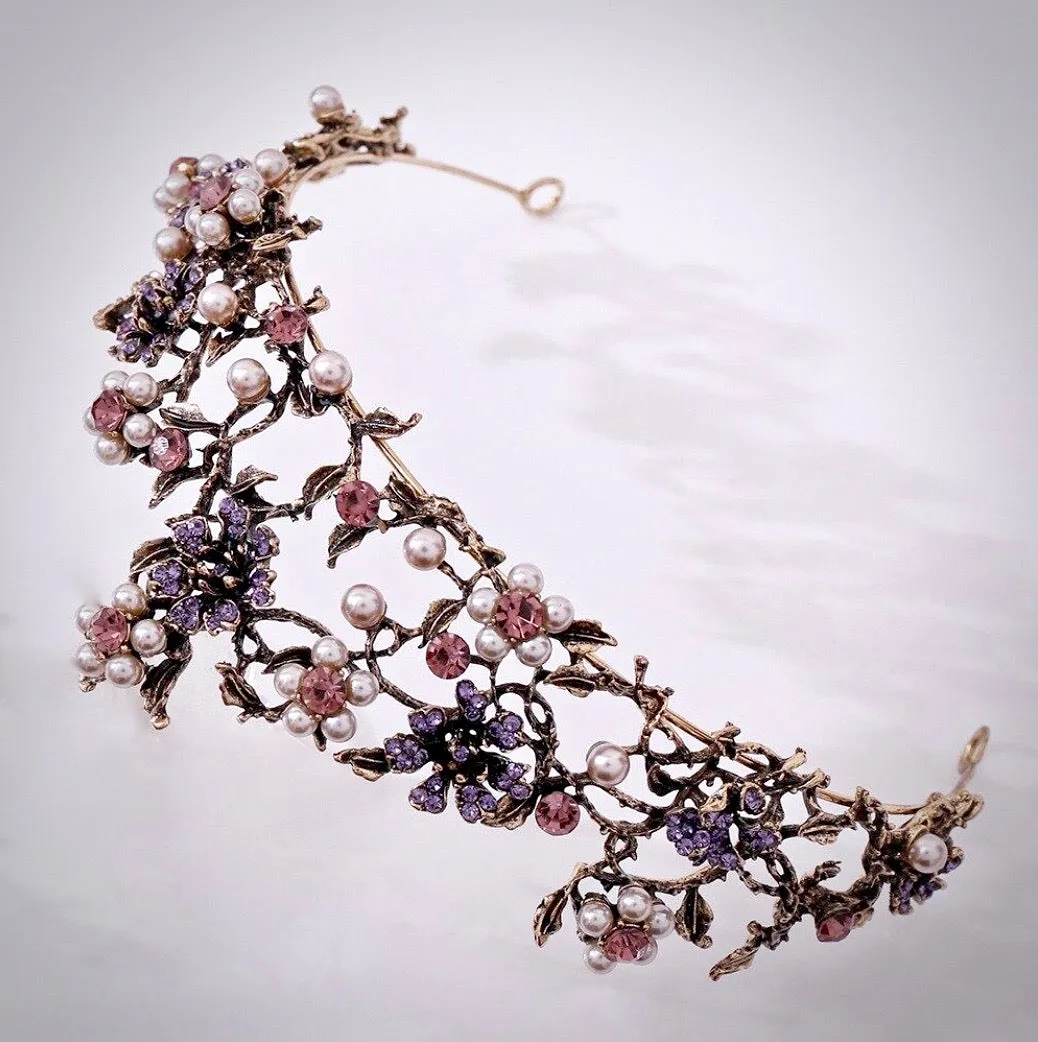 "Isadora" - Bohemian Gold Pearl Bridal Tiara