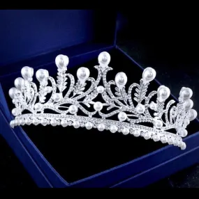 "Monique" - Pearl and Cubic Zirconia Bridal Tiara