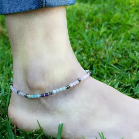 Rose Quartz and Amazonite Anklet
