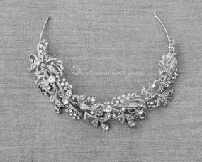 Scrolling Silver Crystal Bridal Headpiece