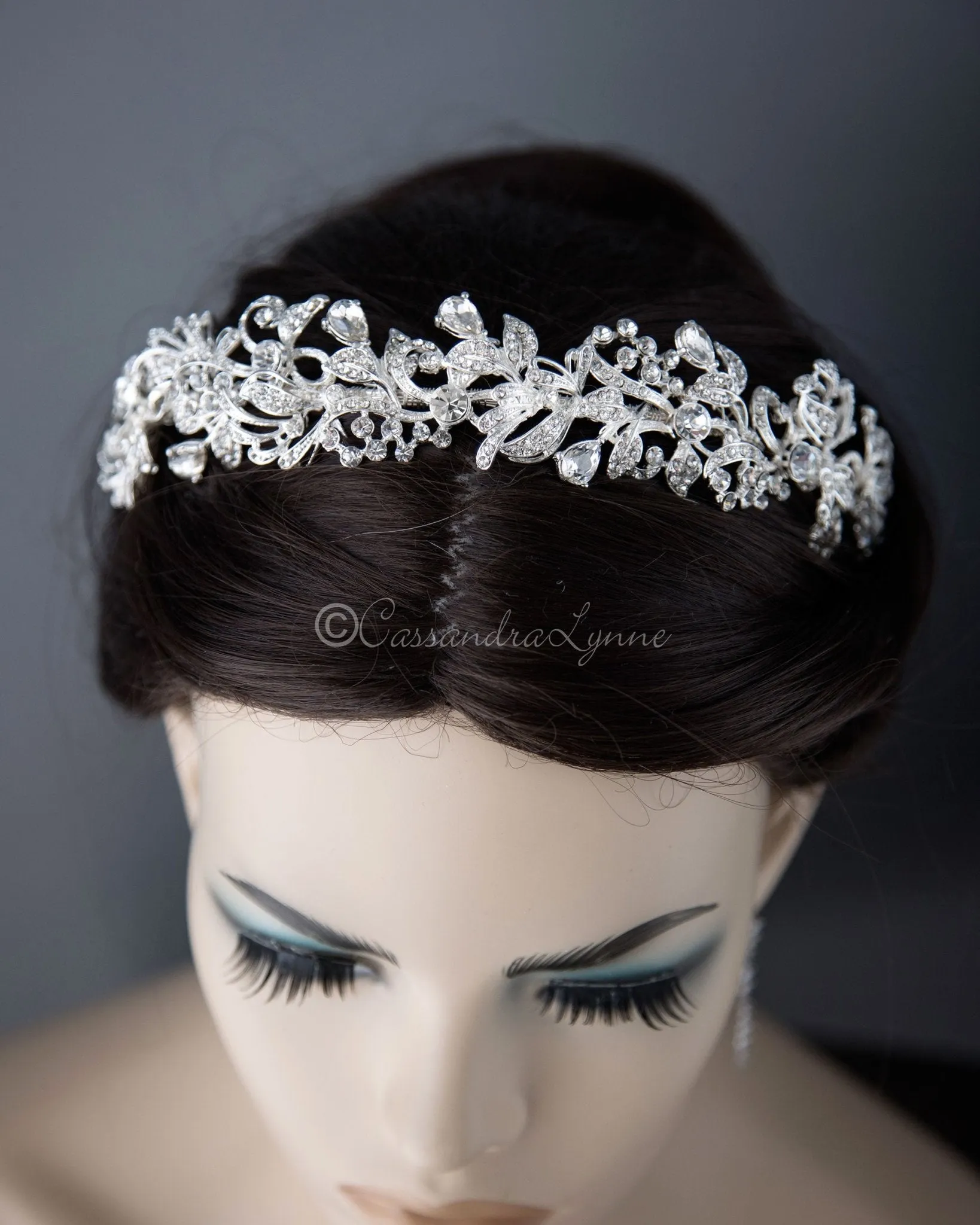 Scrolling Silver Crystal Bridal Headpiece